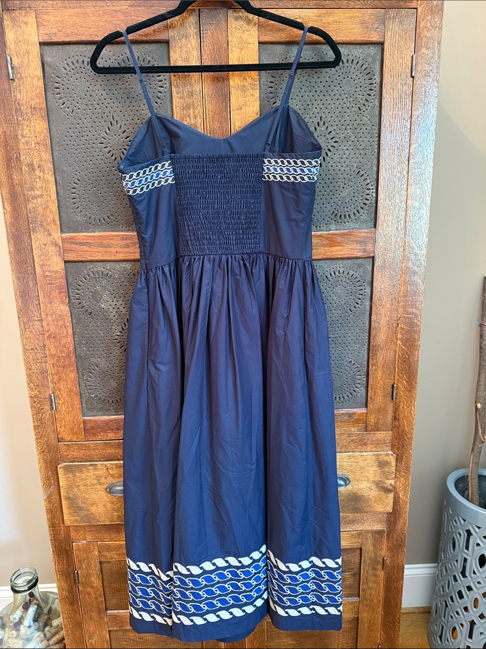 Tuckernuck Navy Blue Midi Dress with White Braid Trim - Picture 4 of 7